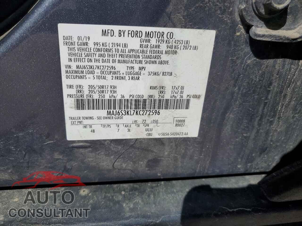FORD ECOSPORT 2019 - MAJ6S3KL7KC272596