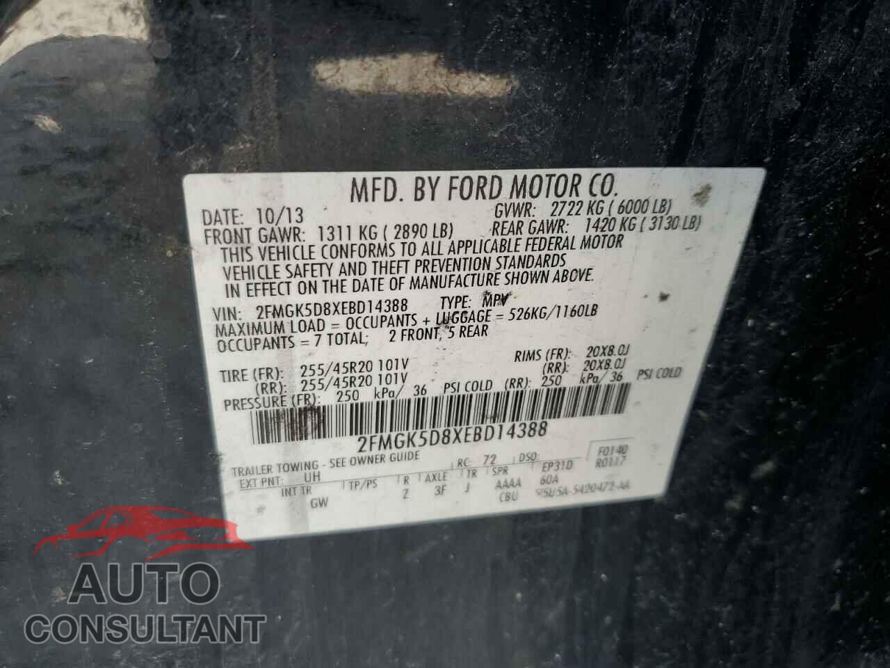 FORD FLEX 2014 - 2FMGK5D8XEBD14388