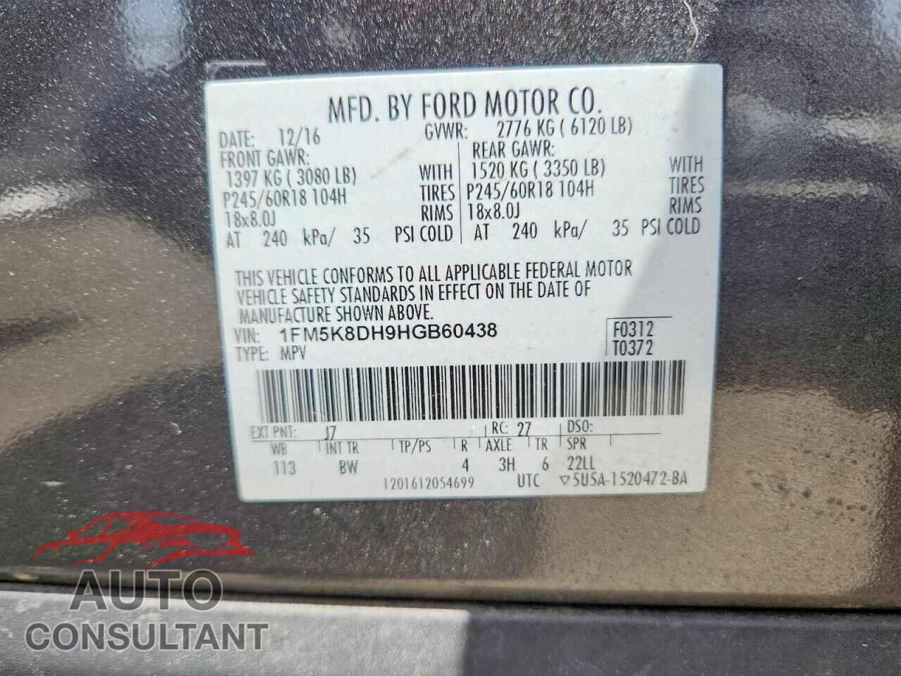 FORD EXPLORER 2017 - 1FM5K8DH9HGB60438
