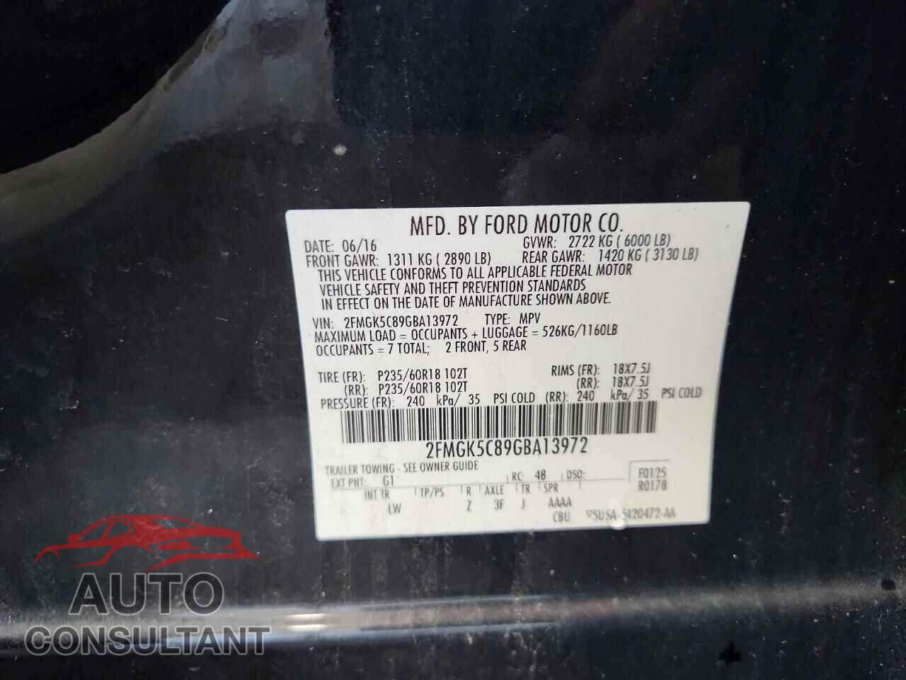 FORD FLEX 2016 - 2FMGK5C89GBA13972