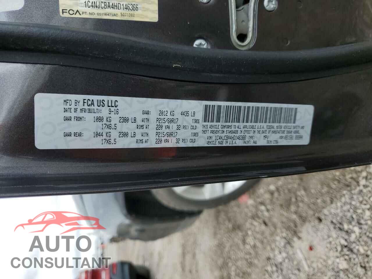 JEEP COMPASS 2017 - 1C4NJCBA4HD146366
