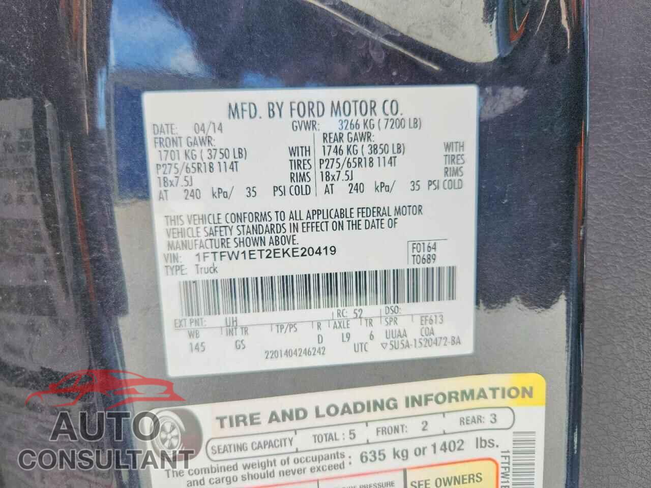 FORD F150 2014 - 1FTFW1ET2EKE20419