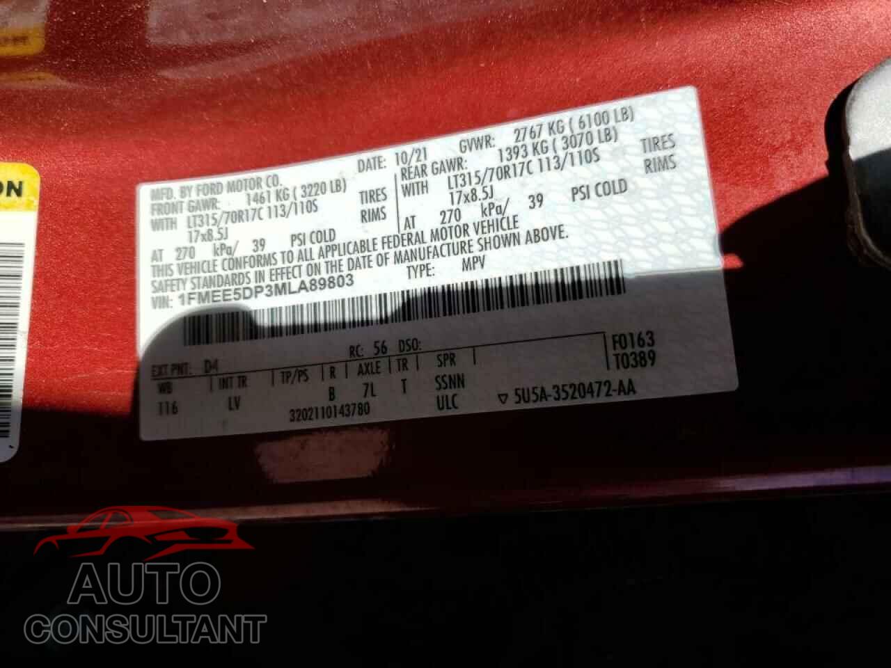 FORD BRONCO 2021 - 1FMEE5DP3MLA89803