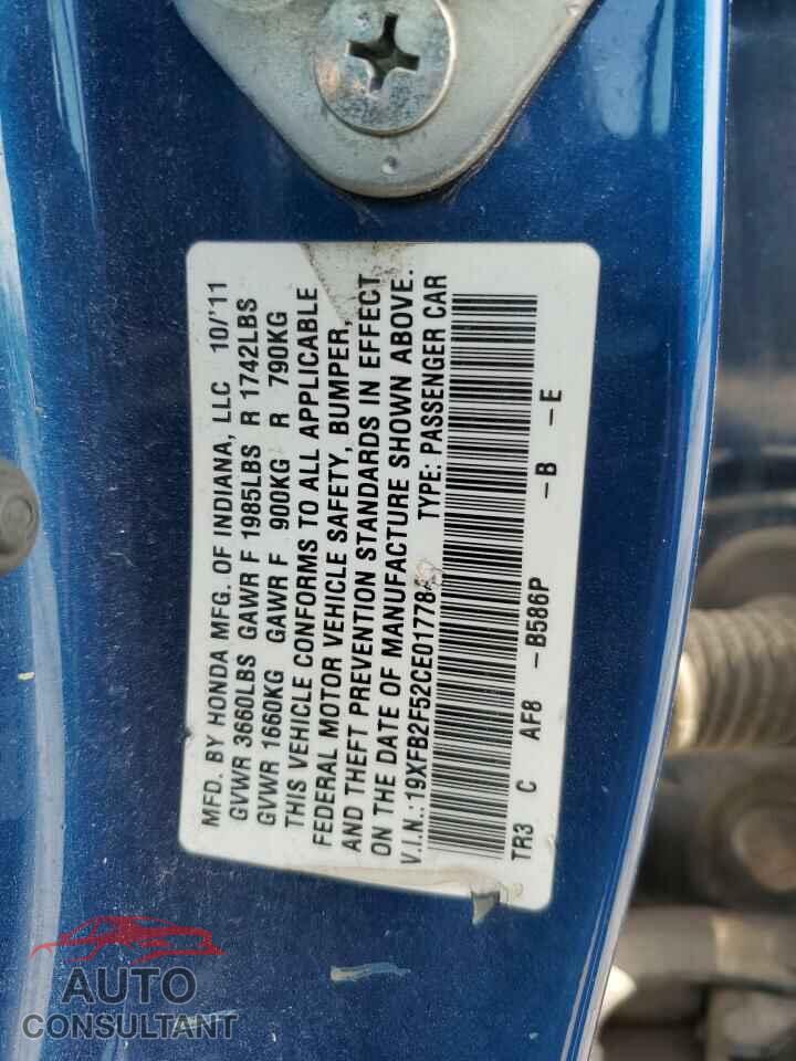 HONDA CIVIC 2012 - 19XFB2F52CE017784