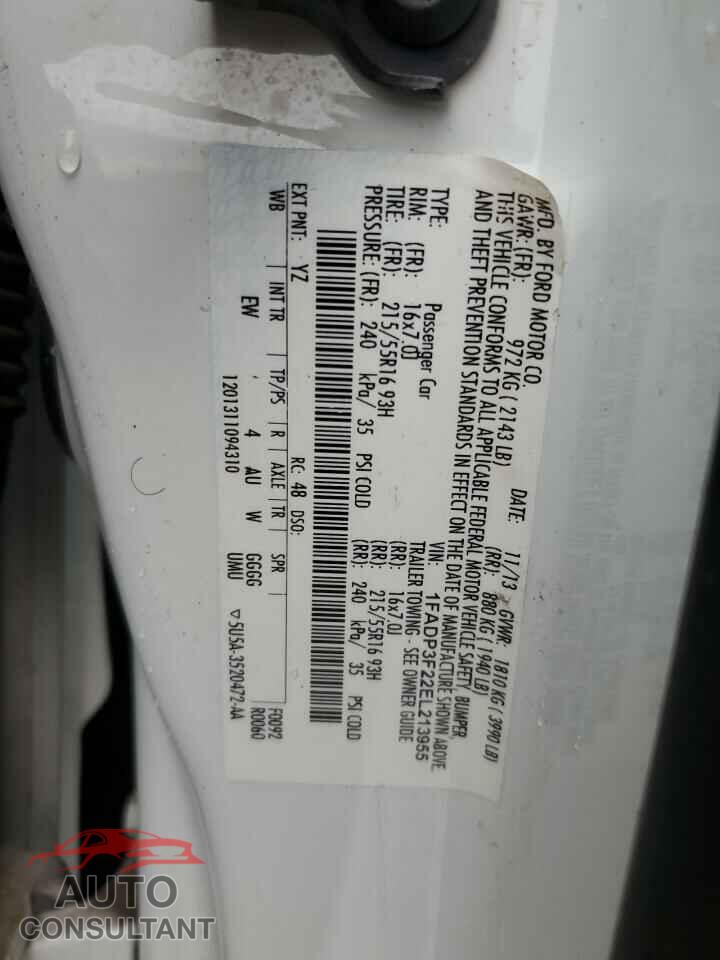 FORD FOCUS 2014 - 1FADP3F22EL213955