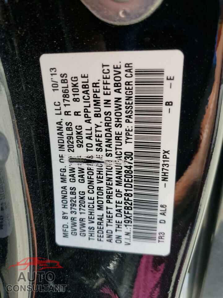 HONDA CIVIC 2013 - 19XFB2F81DE084730