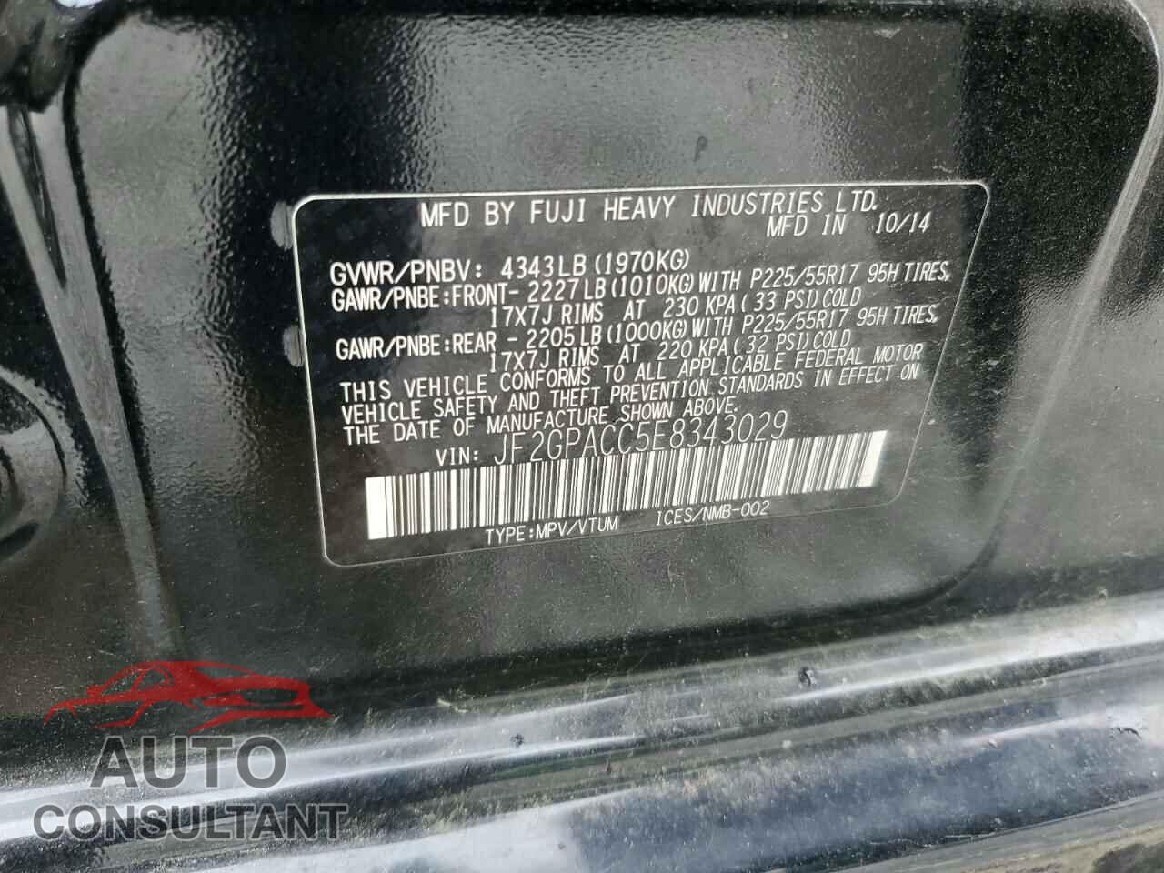 SUBARU XV 2014 - JF2GPACC5E8343029