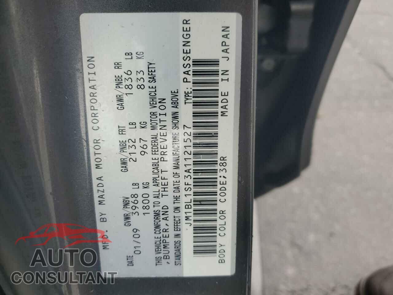 MAZDA 3 2010 - JM1BL1SF3A1121527