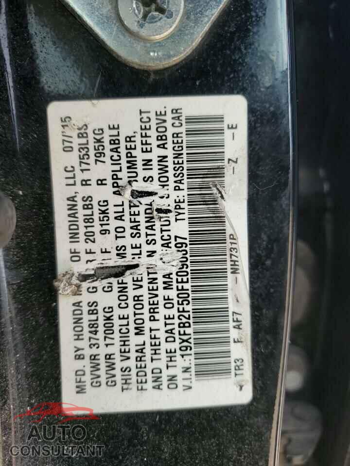 HONDA CIVIC 2015 - 19XFB2F50FE090897