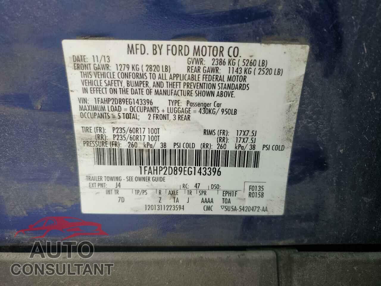 FORD TAURUS 2014 - 1FAHP2D89EG143396