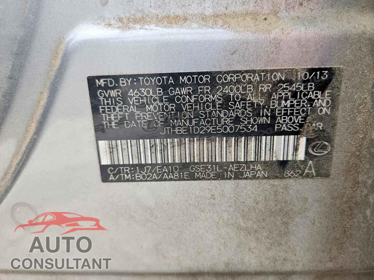LEXUS IS 2014 - JTHBE1D29E5007534