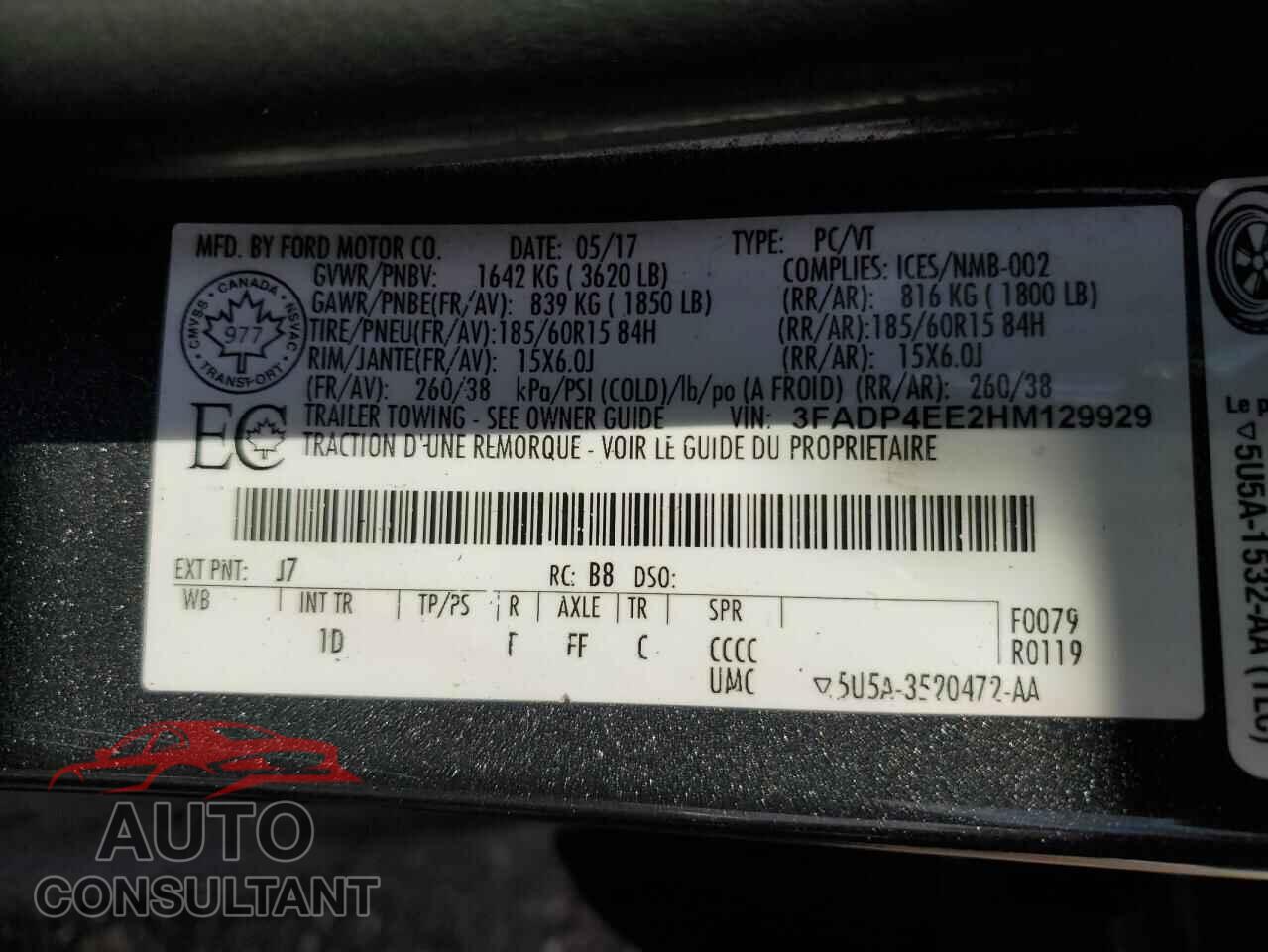FORD FIESTA 2017 - 3FADP4EE2HM129929