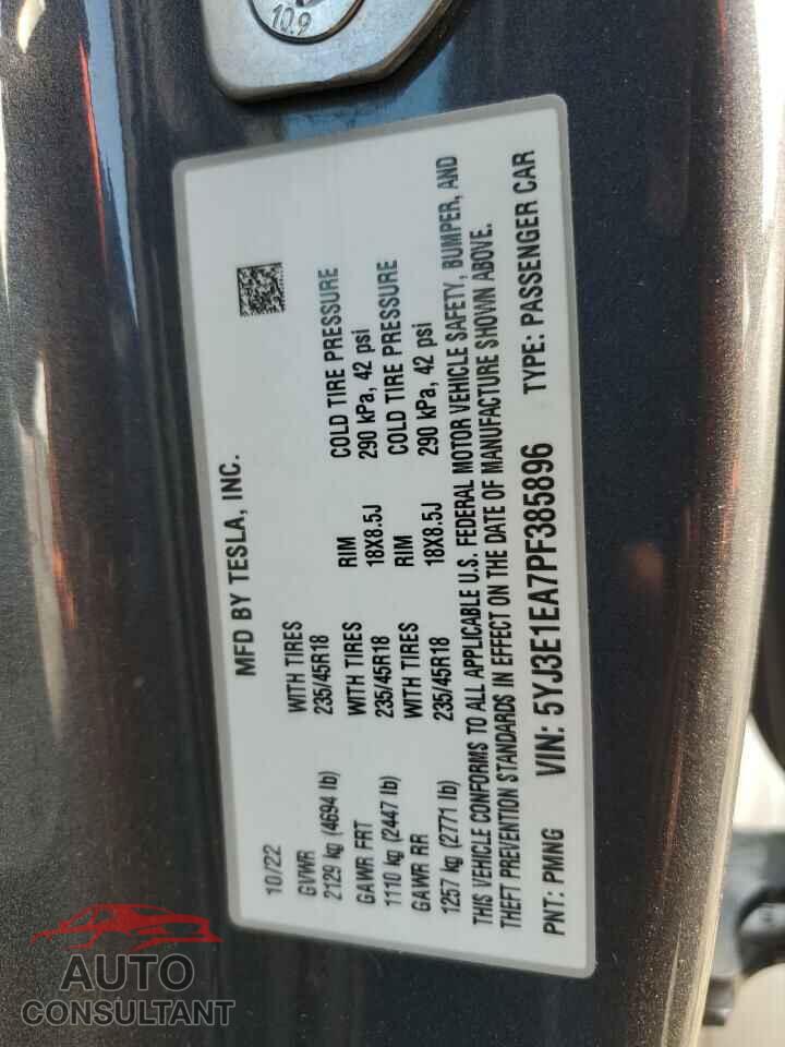 TESLA MODEL 3 2023 - 5YJ3E1EA7PF385896