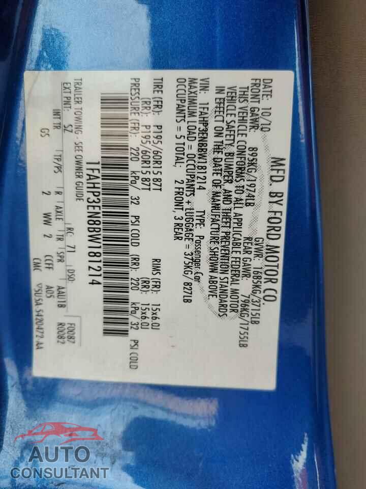 FORD FOCUS 2011 - 1FAHP3EN8BW181214