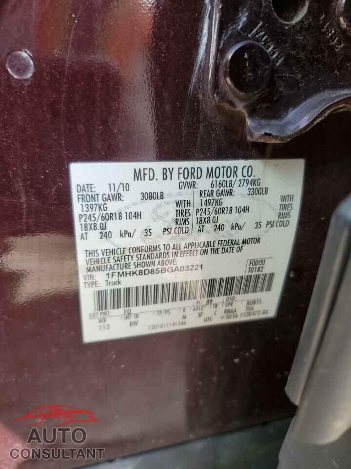 FORD EXPLORER 2011 - 1FMHK8D85BGA03221