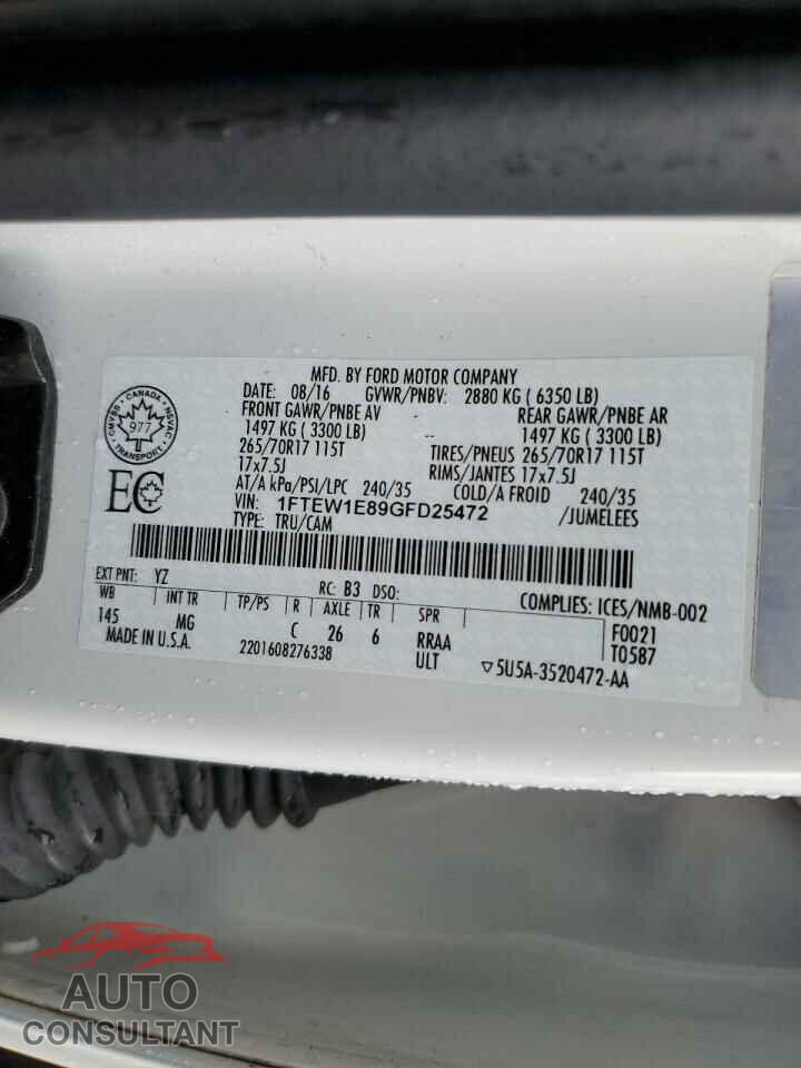 FORD F-150 2016 - 1FTEW1E89GFD25472