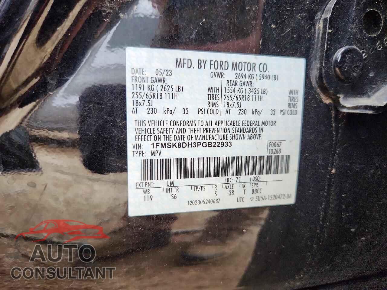 FORD EXPLORER 2023 - 1FMSK8DH3PGB22933