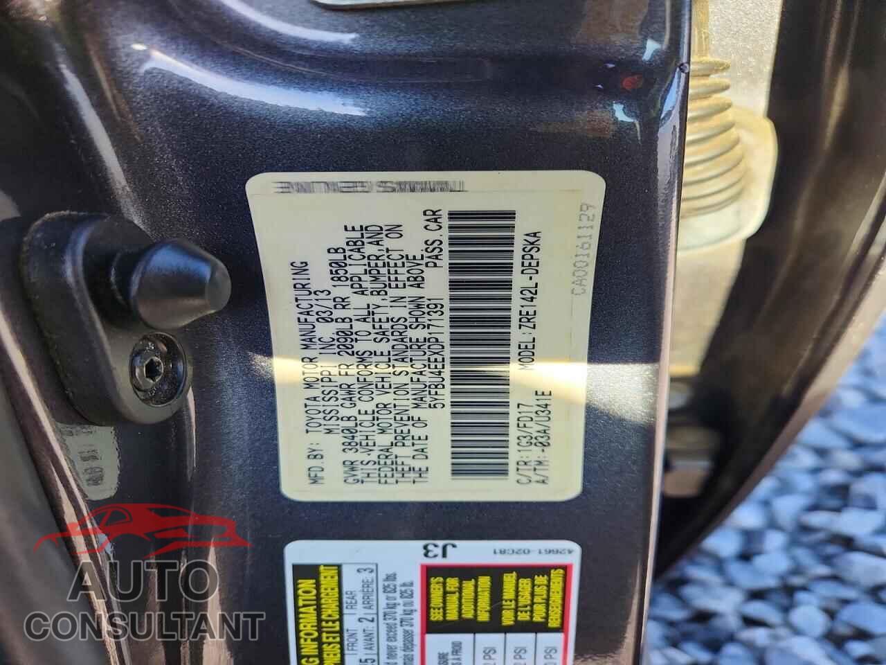 TOYOTA COROLLA 2013 - 5YFBU4EEXDP171391
