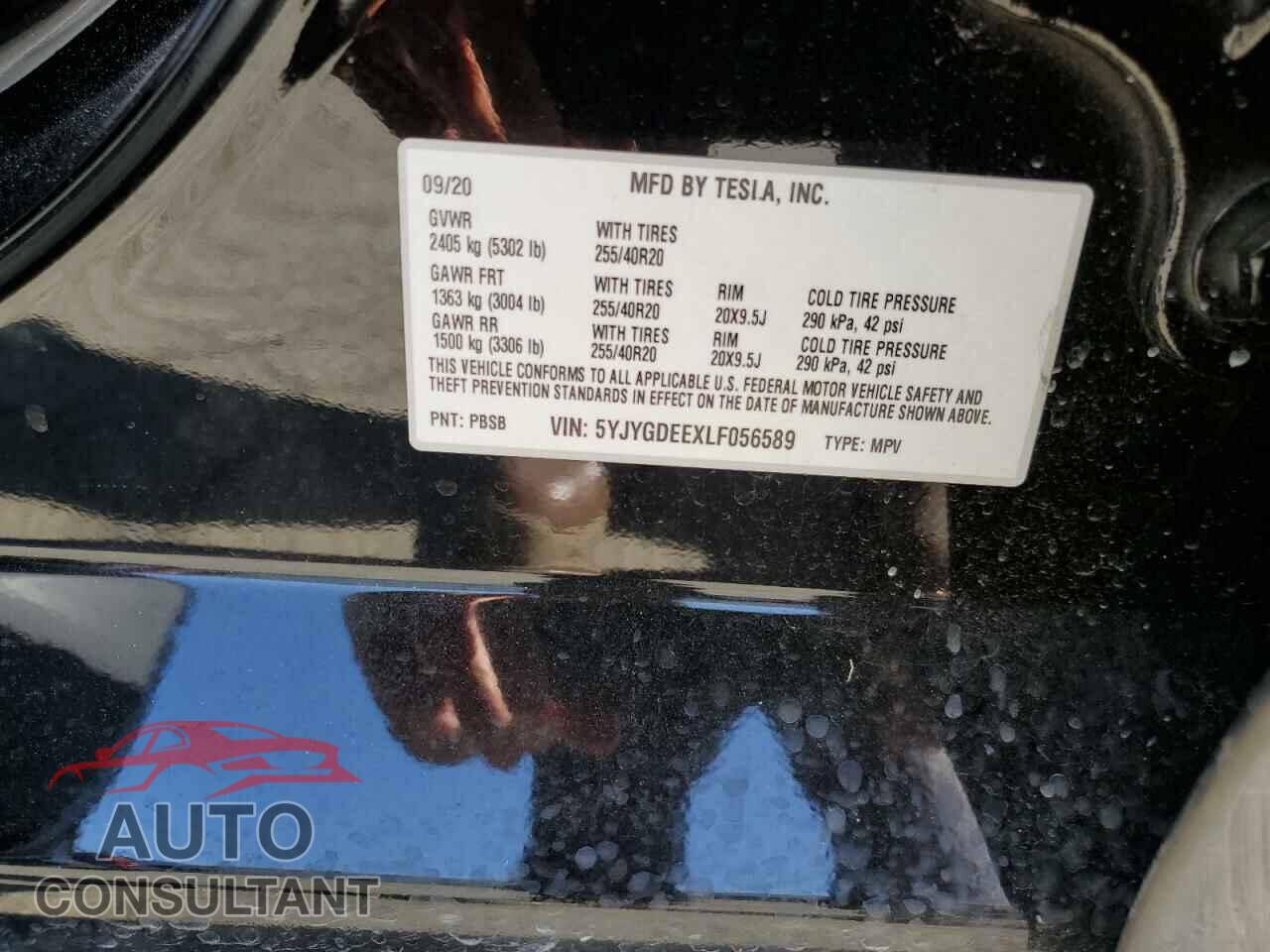 TESLA MODEL Y 2020 - 5YJYGDEEXLF056589