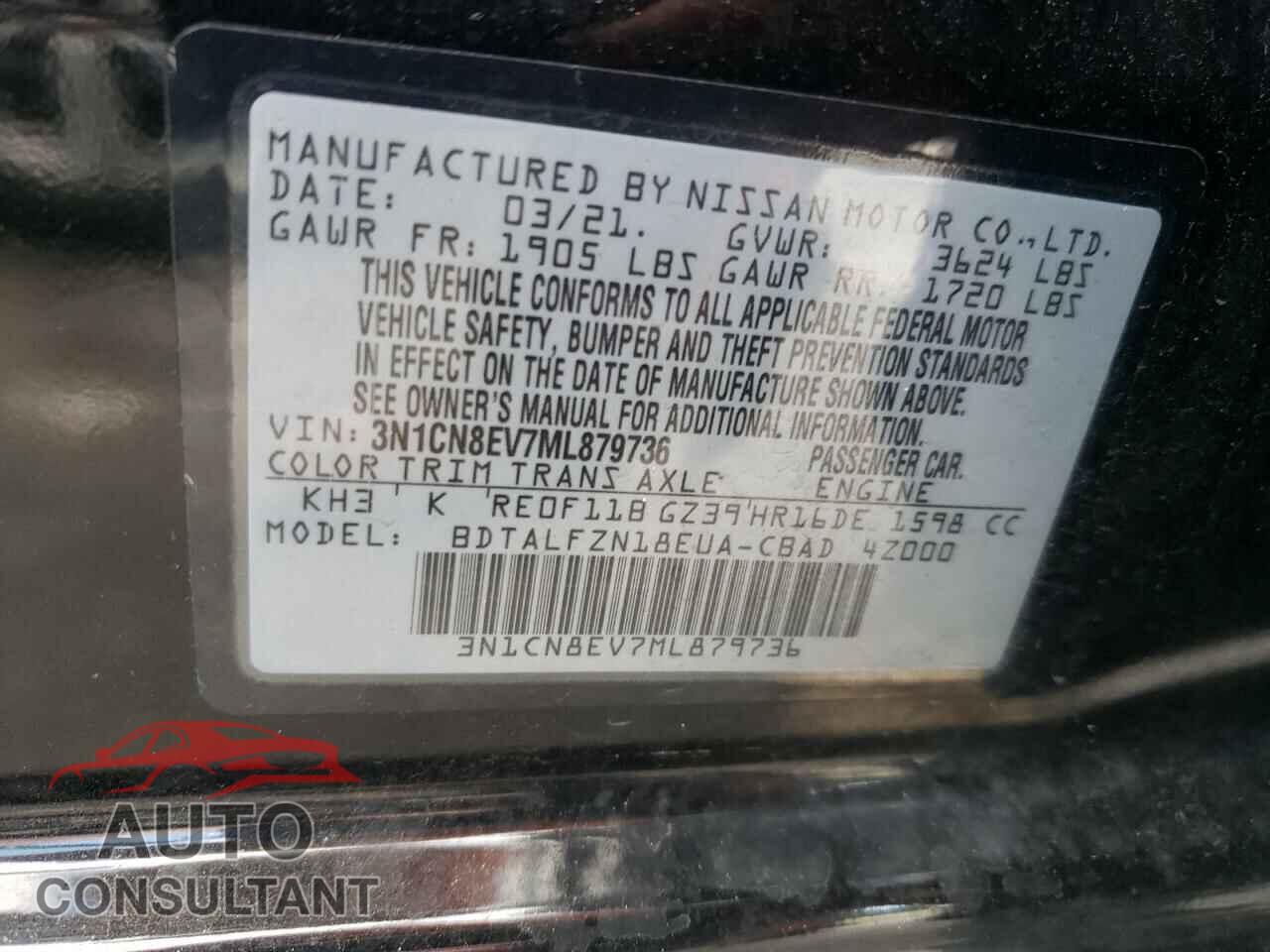 NISSAN VERSA 2021 - 3N1CN8EV7ML879736
