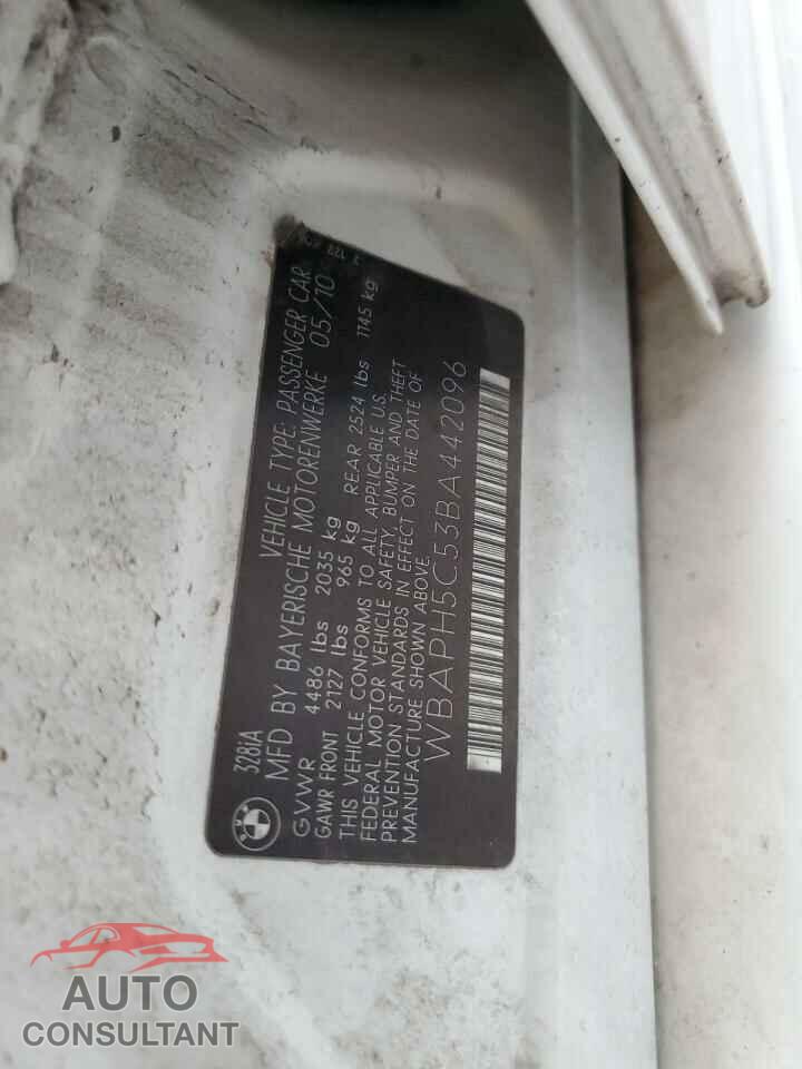 BMW 3 SERIES 2011 - WBAPH5C53BA442096