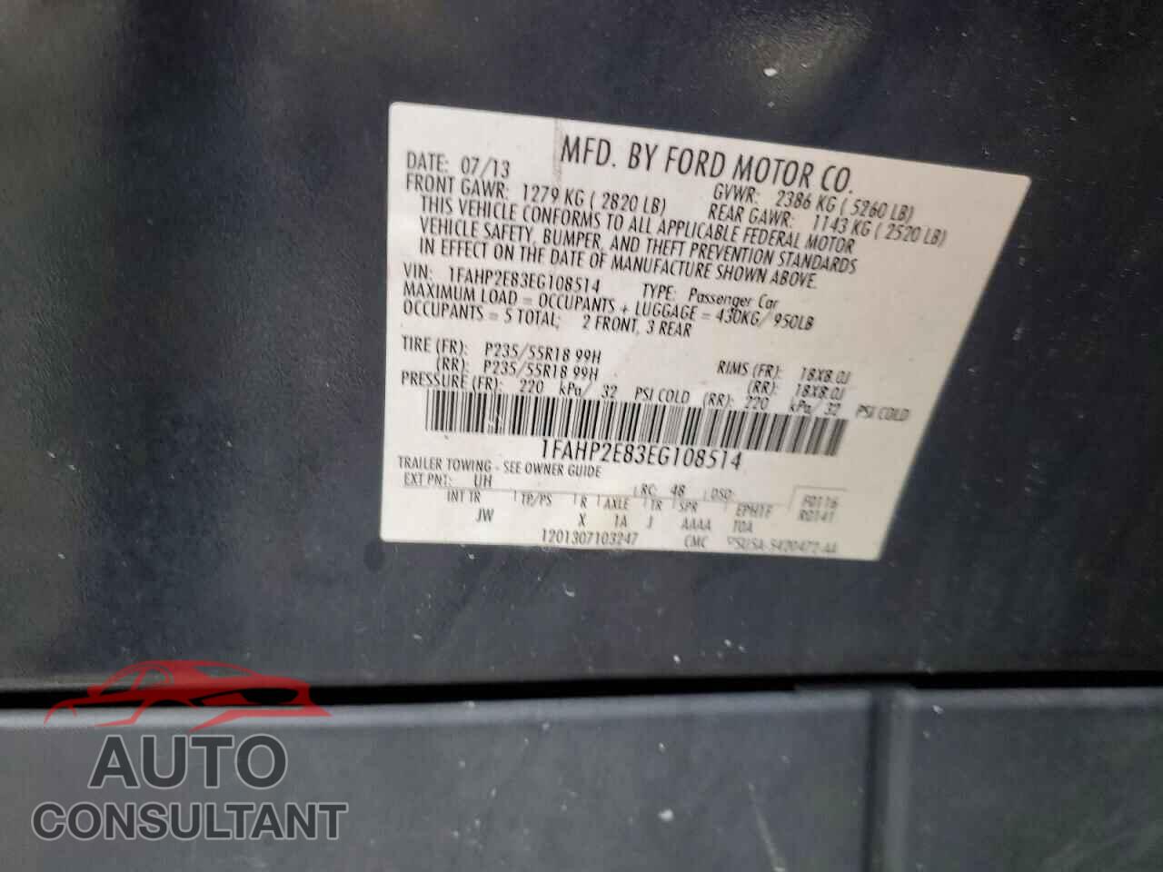 FORD TAURUS 2014 - 1FAHP2E83EG108514