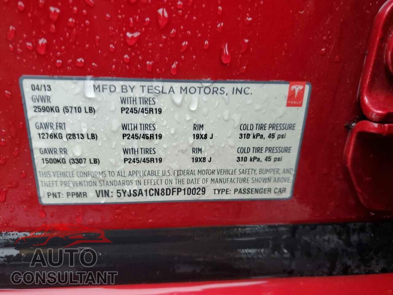 TESLA MODEL S 2013 - 5YJSA1CN8DFP10029