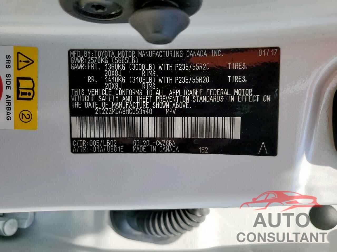 LEXUS RX350 2017 - 2T2ZZMCA8HC053440