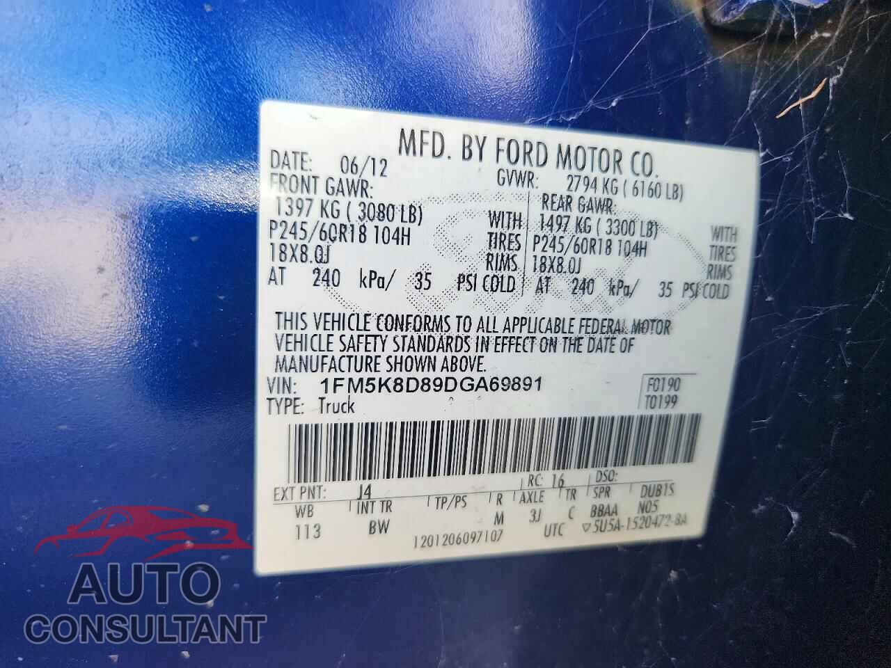 FORD EXPLORER 2013 - 1FM5K8D89DGA69891