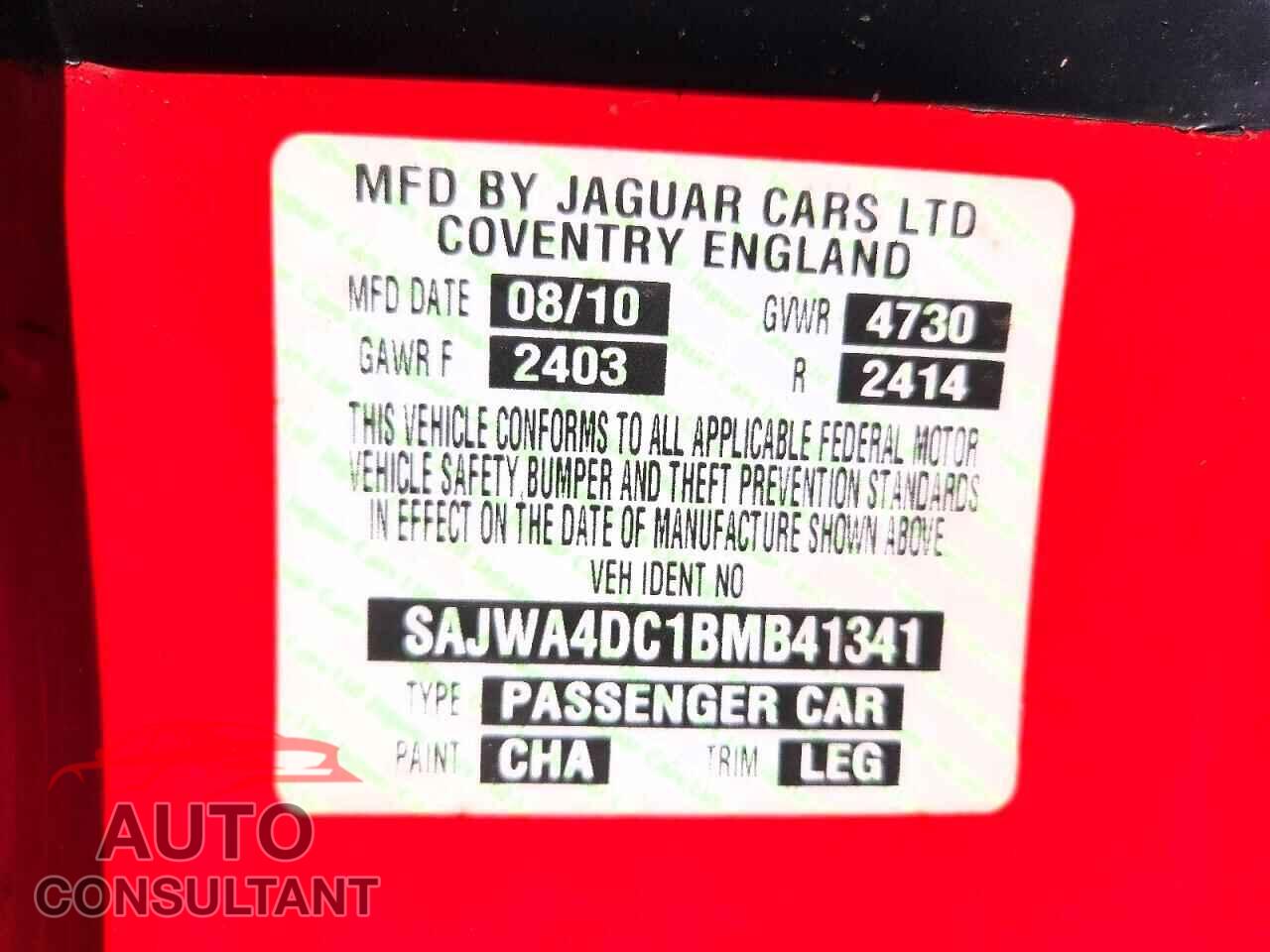JAGUAR XKR 2011 - SAJWA4DC1BMB41341