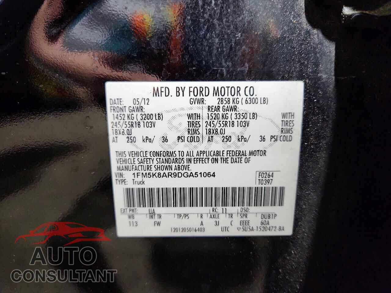 FORD EXPLORER 2013 - 1FM5K8AR9DGA51064