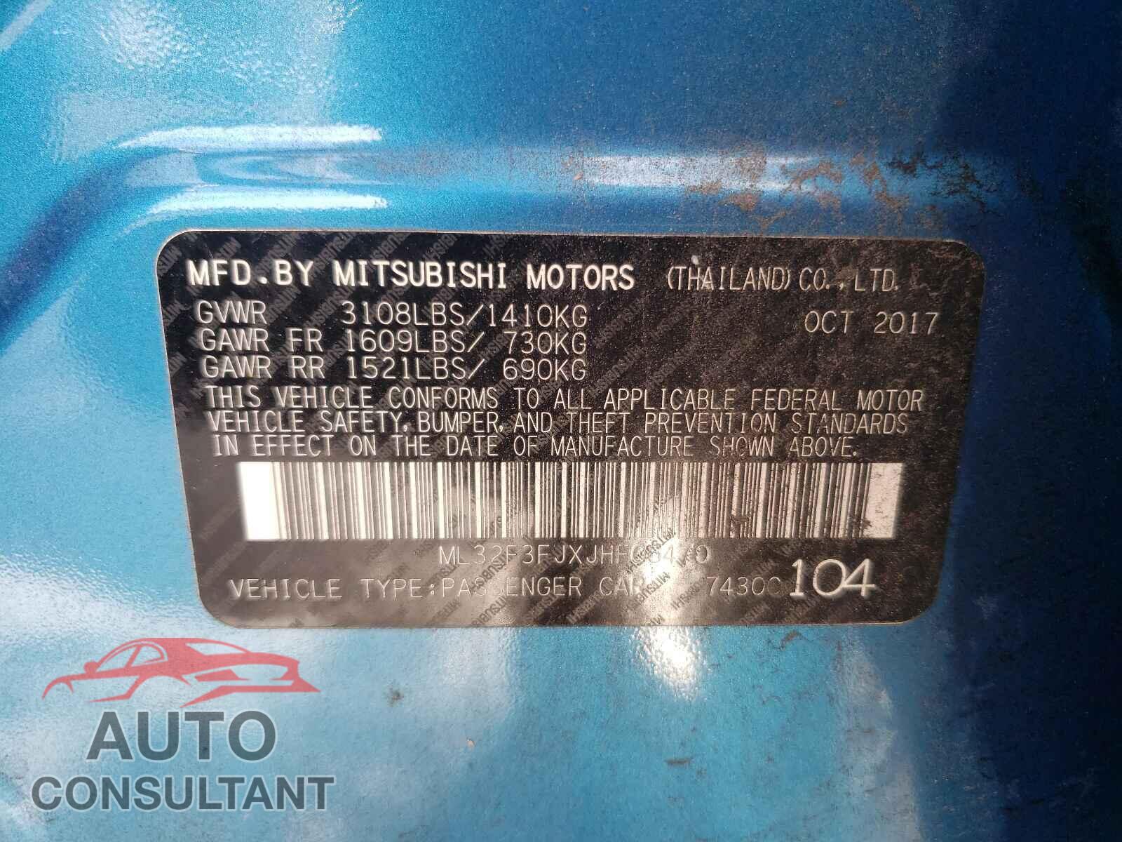 MITSUBISHI MIRAGE 2018 - ML32F3FJXJHF06470