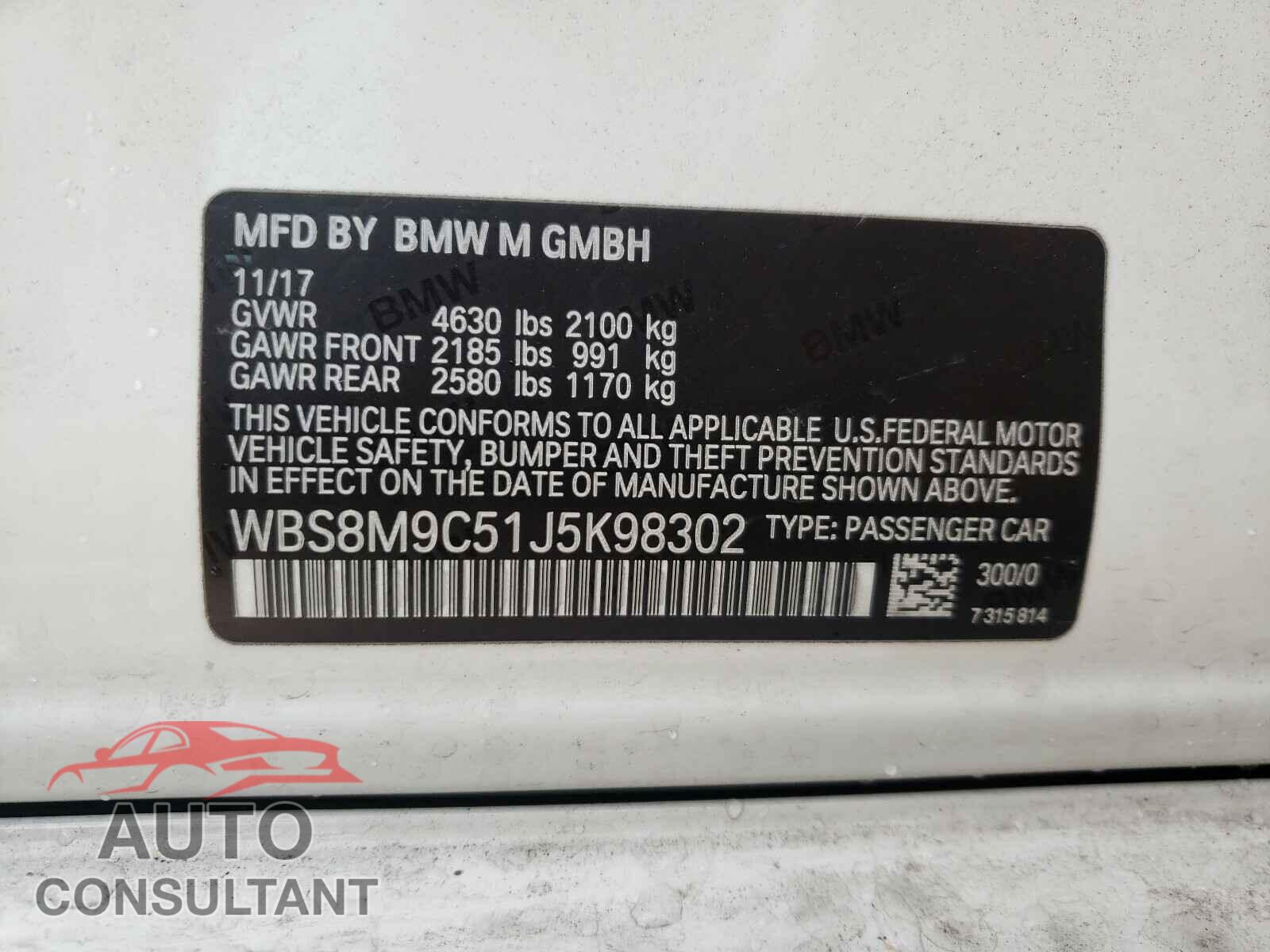 BMW M3 2018 - WBS8M9C51J5K98302
