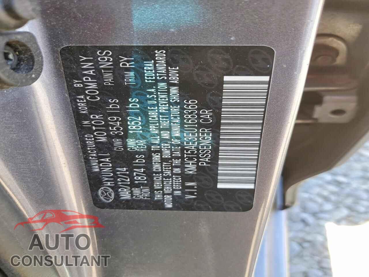 HYUNDAI ACCENT 2014 - KMHCT5AE3EU168366