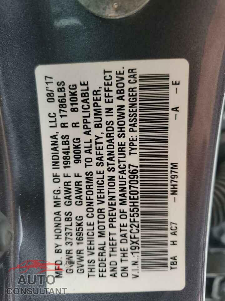 HONDA CIVIC 2017 - 19XFC2F55HE070967