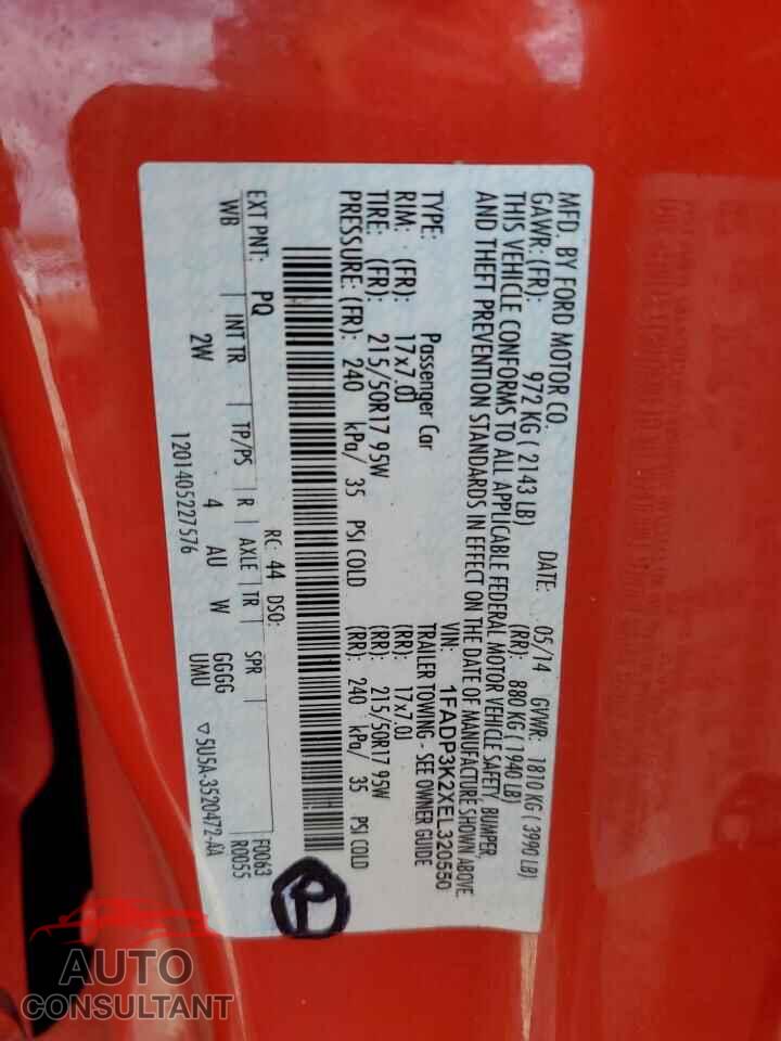 FORD FOCUS 2014 - 1FADP3K2XEL320550
