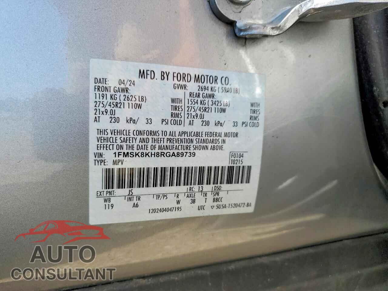 FORD EXPLORER 2024 - 1FMSK8KH8RGA89739