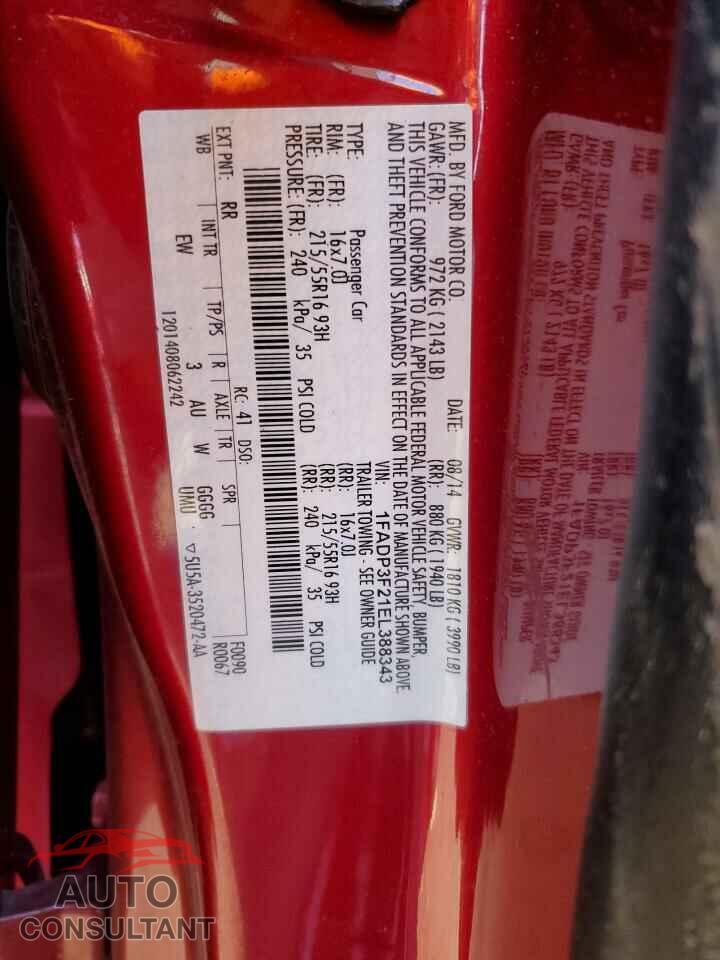 FORD FOCUS 2014 - 1FADP3F21EL388343