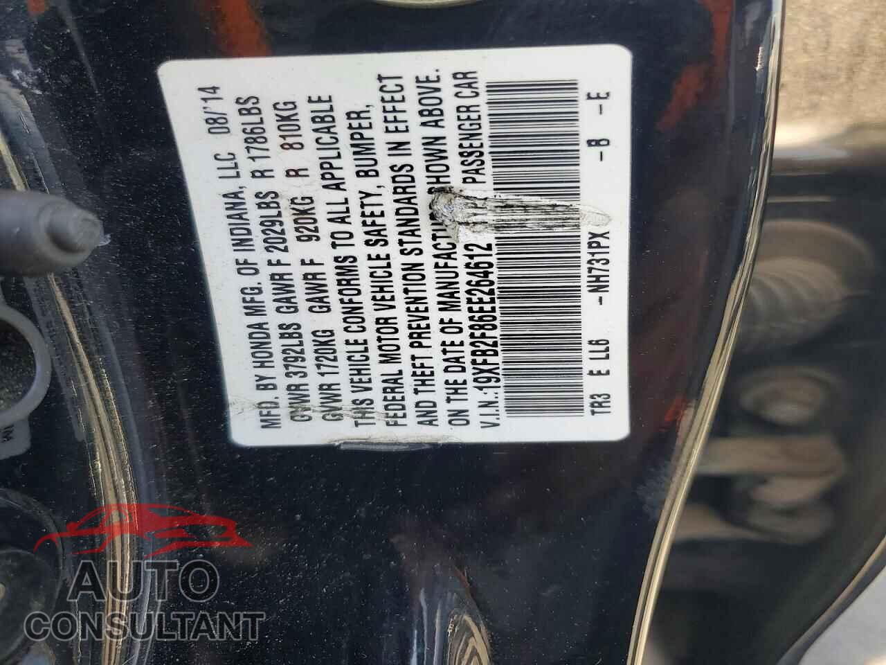 HONDA CIVIC 2014 - 19XFB2F86EE264612