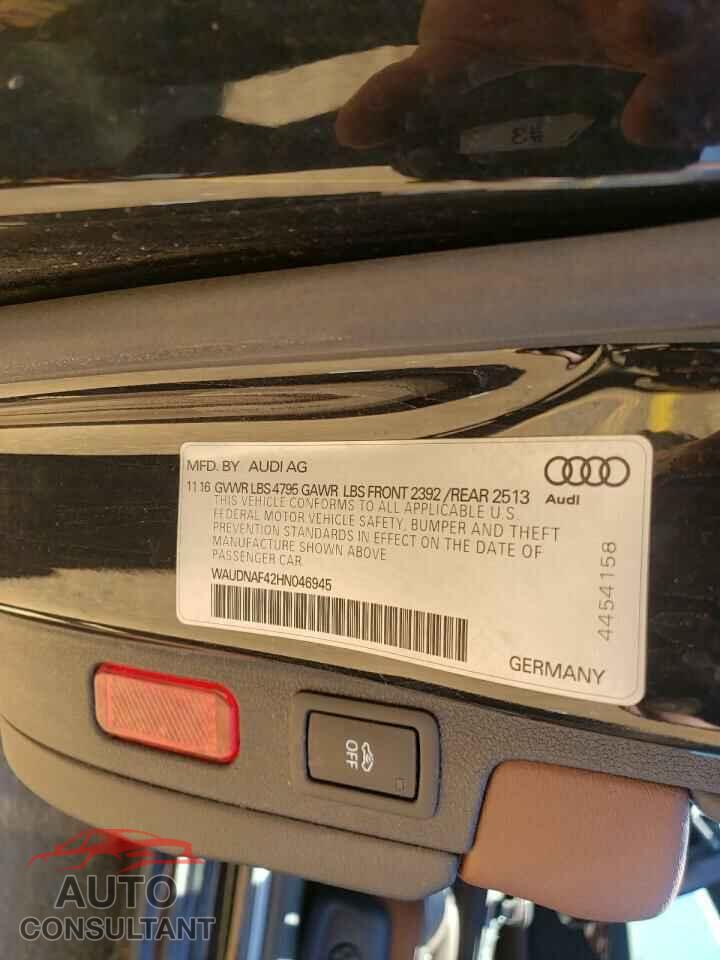 AUDI A4 2017 - WAUDNAF42HN046945