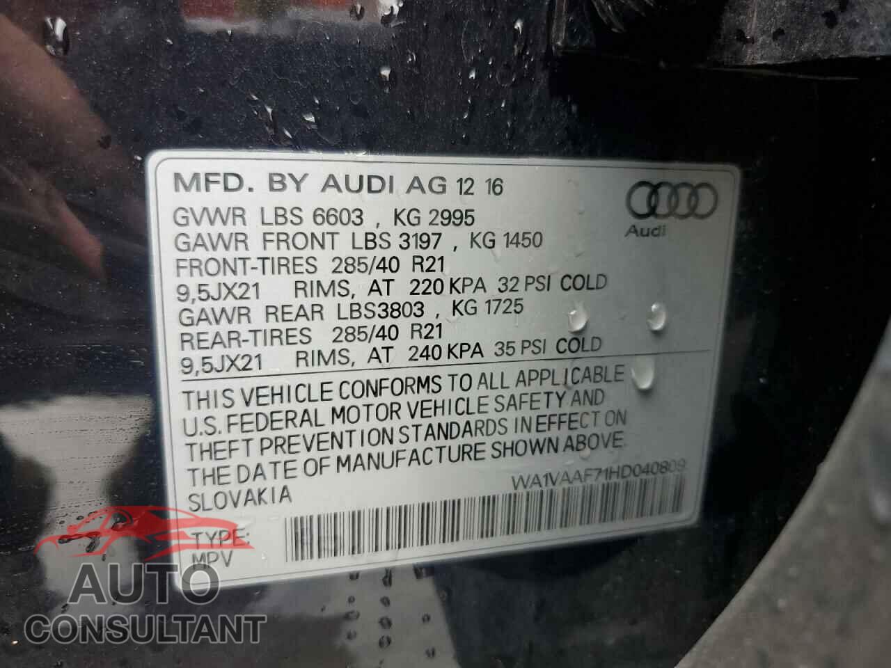 AUDI Q7 2017 - WA1VAAF71HD040809