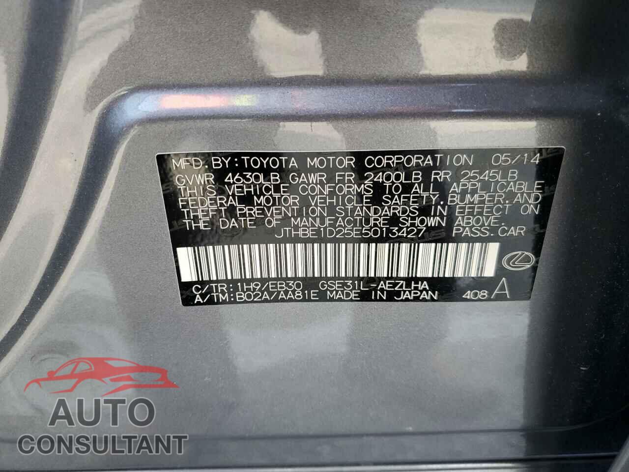 LEXUS IS 2014 - JTHBE1D25E5013427