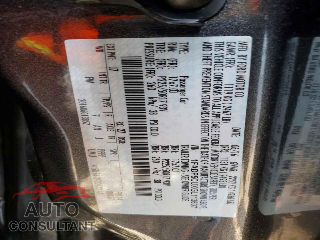 FORD CMAX 2016 - 1FADP5CUXGL113607