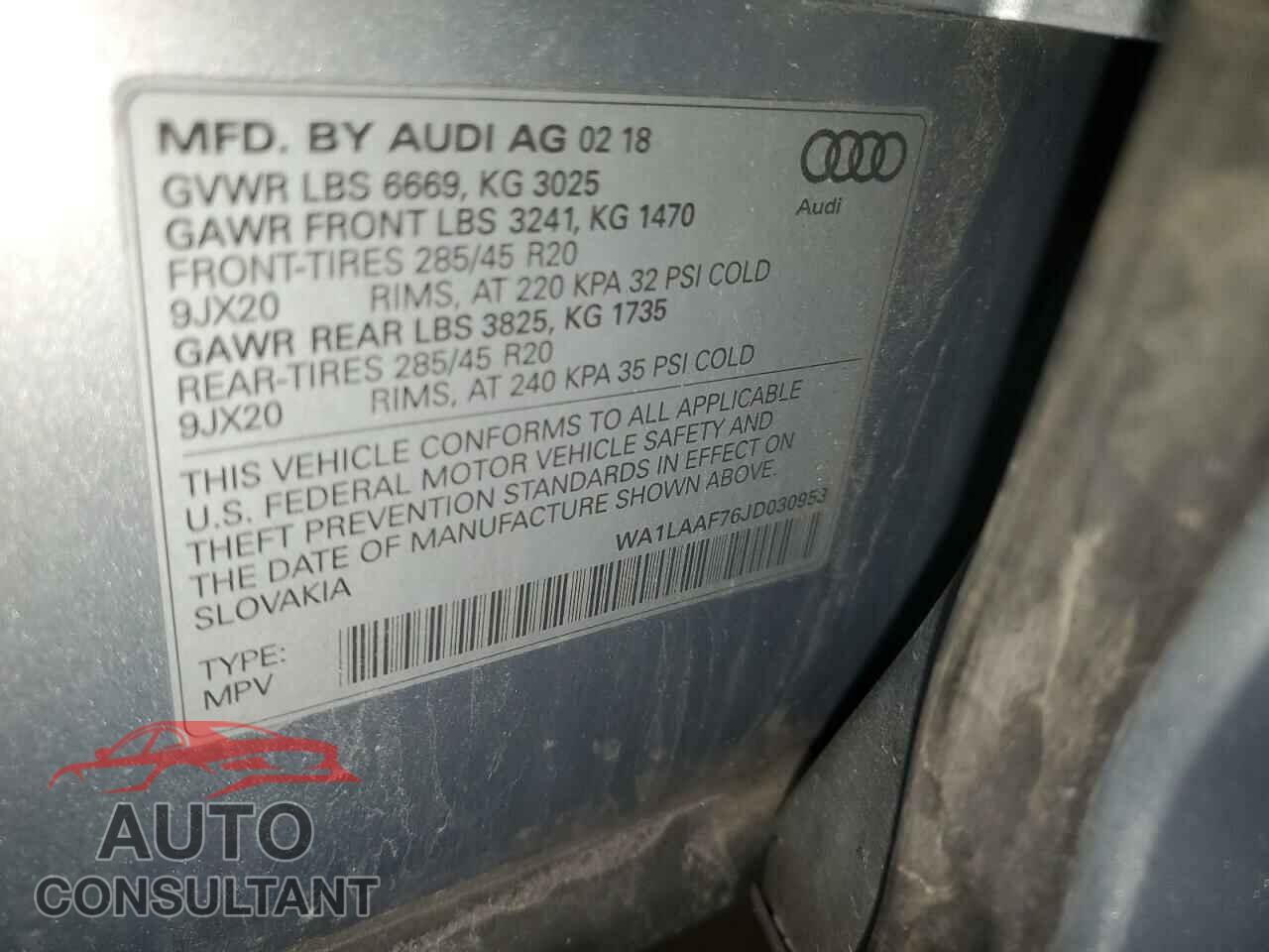 AUDI Q7 2018 - WA1LAAF76JD030953