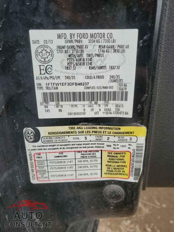 FORD F-150 2013 - 1FTFW1EF3DFB48237
