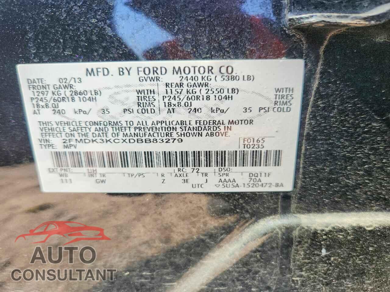FORD EDGE 2013 - 2FMDK3KCXDBB83279