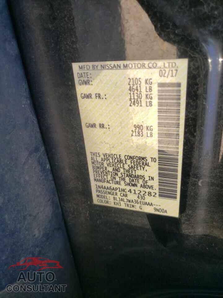 NISSAN MAXIMA 2017 - 1N4AA6AP1HC412282