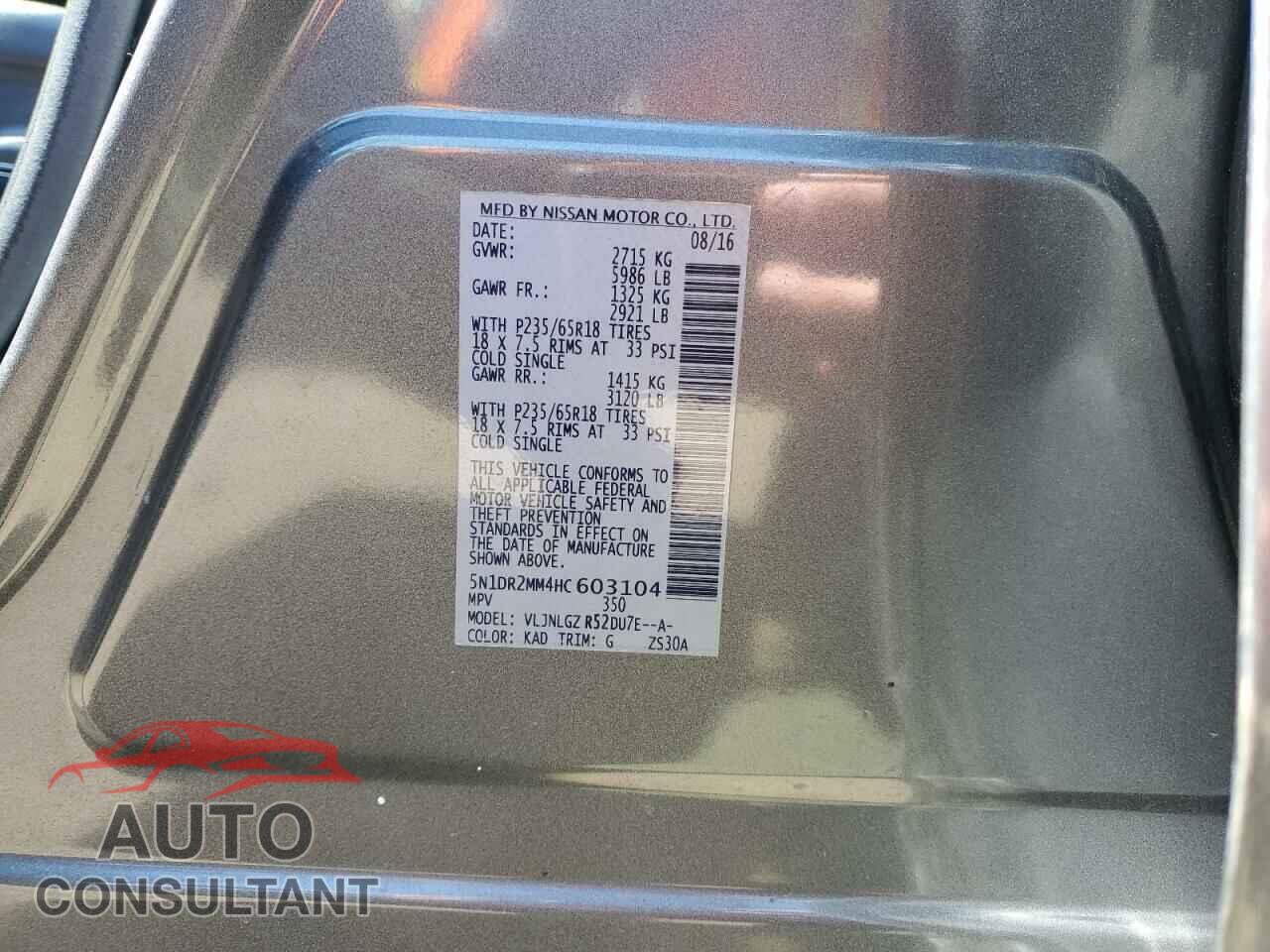 NISSAN PATHFINDER 2017 - 5N1DR2MM4HC603104