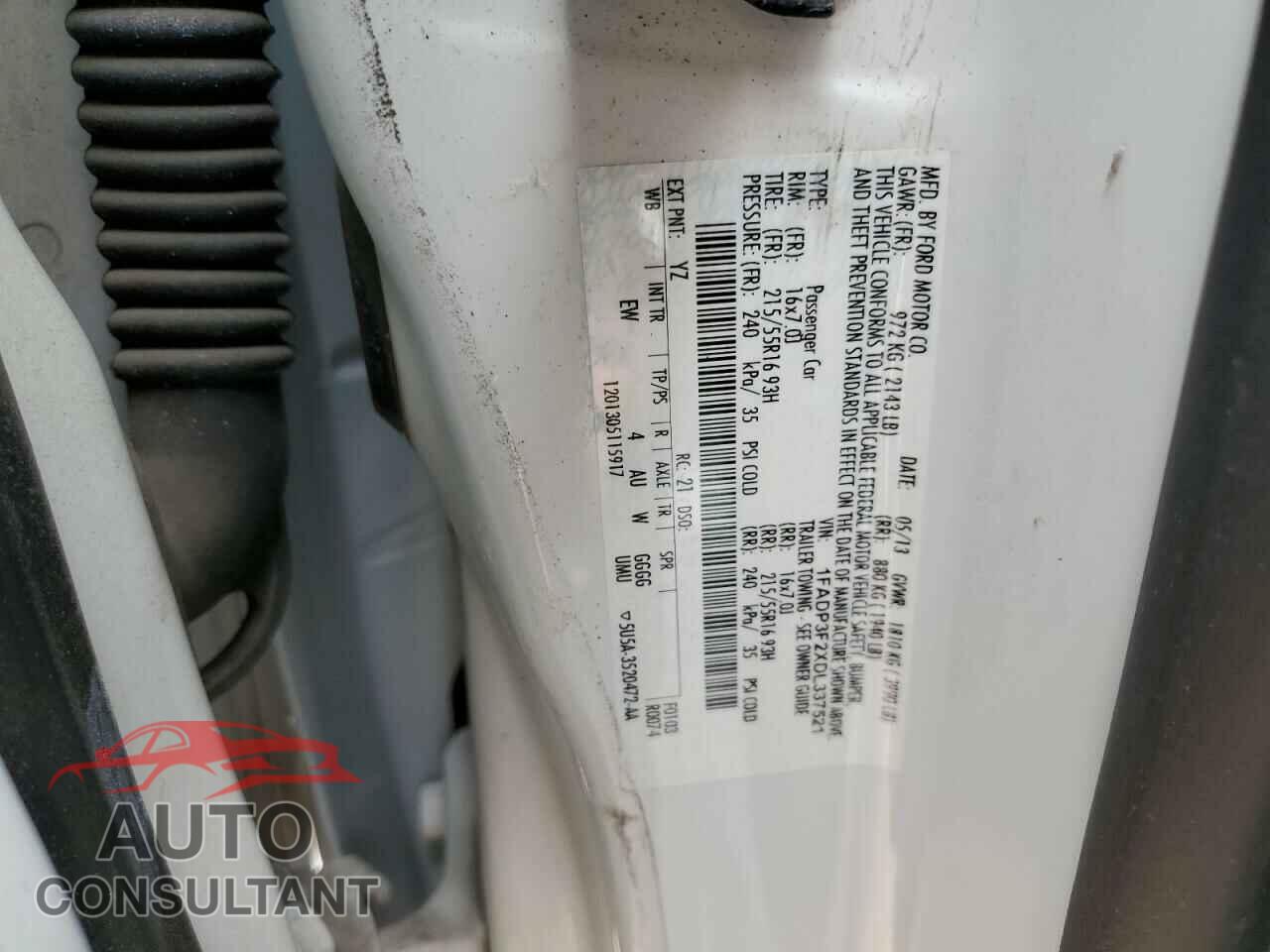 FORD FOCUS 2013 - 1FADP3F2XDL337521
