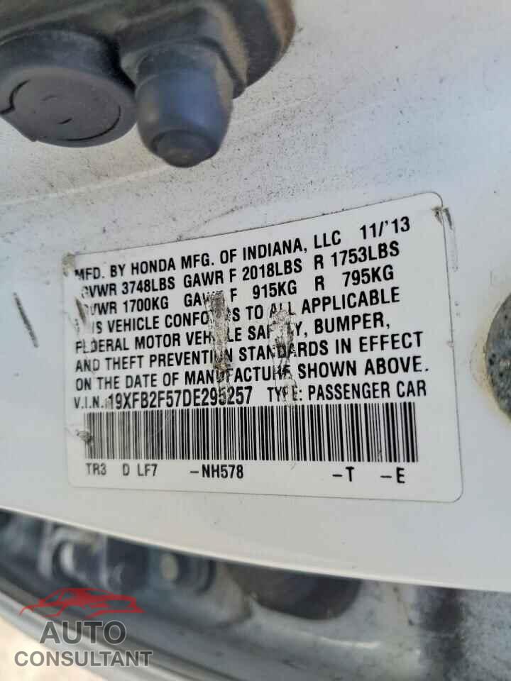 HONDA CIVIC 2013 - 19XFB2F57DE295257